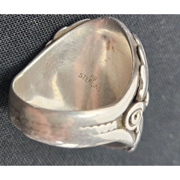 Native American Signed “RB” Sterling Silver & Onyx Navajo Ring 12.32g Adjustable - Picture 4 of 9